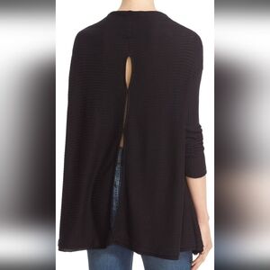 We The Free Lover Rib Split Back Pullover, Size L, Black